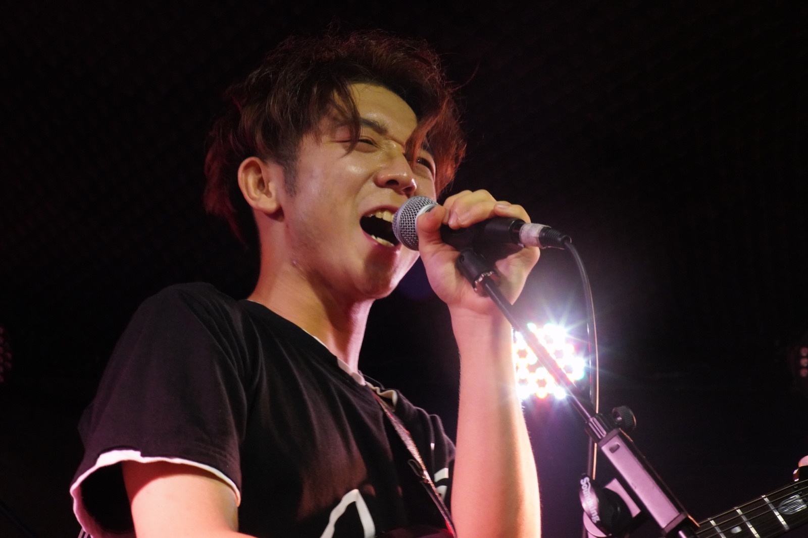 Older singer close-up during performance