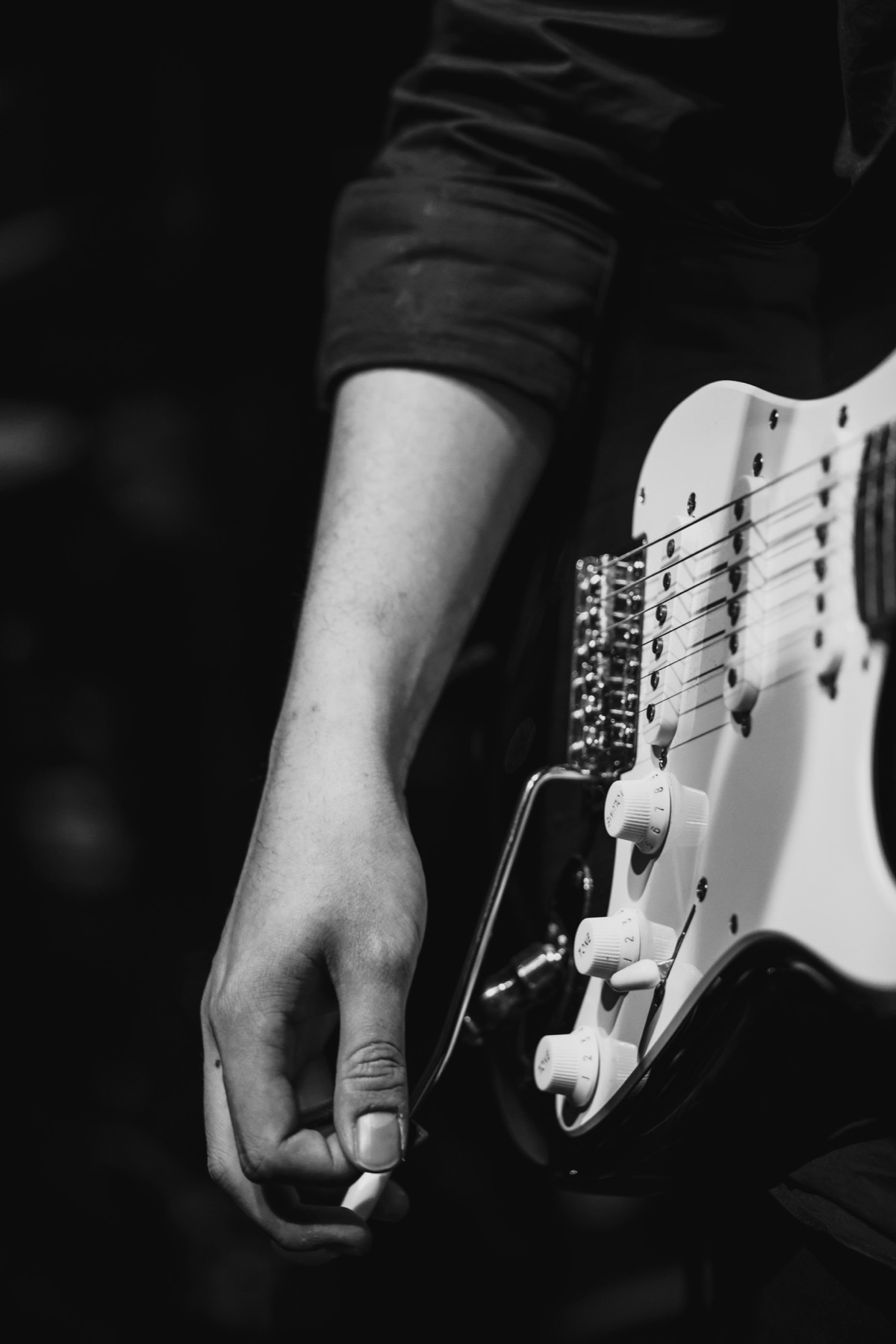 Recent guitar detail in black and white